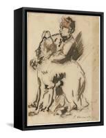 The Child and the Dog-Edouard Manet-Framed Stretched Canvas