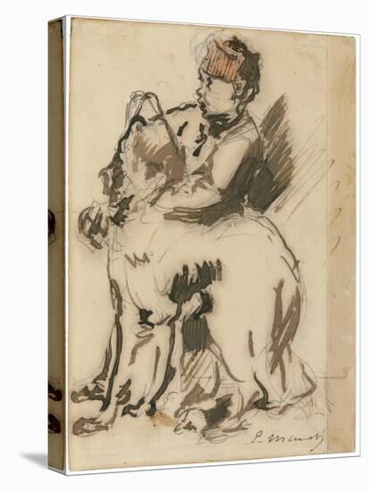 The Child and the Dog-Edouard Manet-Stretched Canvas