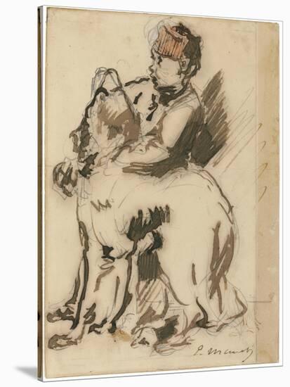 The Child and the Dog-Edouard Manet-Stretched Canvas