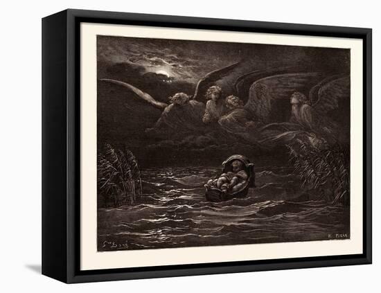 The Child Moses on the Nile-Gustave Dore-Framed Stretched Canvas