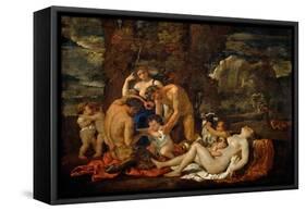 The Childhood of Bacchus-Nicolas Poussin-Framed Stretched Canvas