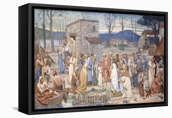 The Childhood of Saint Genevieve, 1874-Pierre Puvis de Chavannes-Framed Stretched Canvas