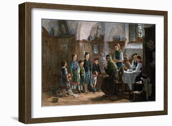 The Children and the Uncle. Studied in Vienna and Munich-null-Framed Giclee Print