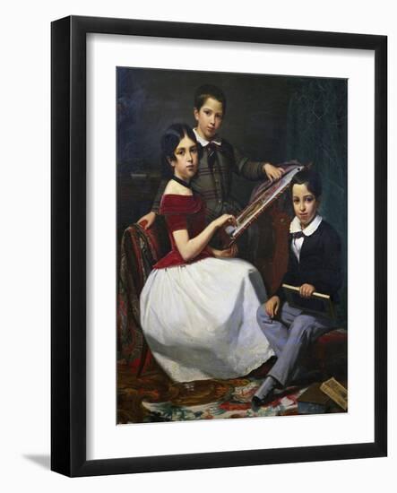 The Children of Adviser Torquato Alves Ribeiro, Painting by Auguste Roquemont (1804-1852)-null-Framed Giclee Print