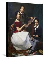 The Children of Adviser Torquato Alves Ribeiro, Painting by Auguste Roquemont (1804-1852)-null-Stretched Canvas