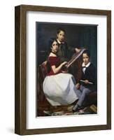 The Children of Adviser Torquato Alves Ribeiro, Painting by Auguste Roquemont (1804-1852)-null-Framed Giclee Print