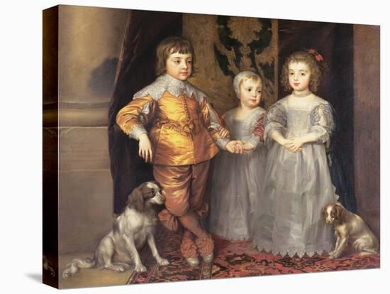 The Children of King Charles I of England (1600-49) and Queen Henrietta Maria (1609-69), 1637-Sir Anthony Van Dyck-Stretched Canvas