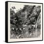 The Chin Lushai Expeditionary Force, a Mule Convoy Crossing the Loung Gut Choung Stream, 1890-null-Framed Stretched Canvas