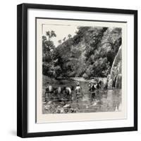 The Chin Lushai Expeditionary Force, a Mule Convoy Crossing the Loung Gut Choung Stream, 1890-null-Framed Giclee Print