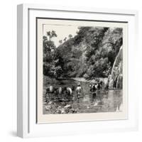 The Chin Lushai Expeditionary Force, a Mule Convoy Crossing the Loung Gut Choung Stream, 1890-null-Framed Giclee Print