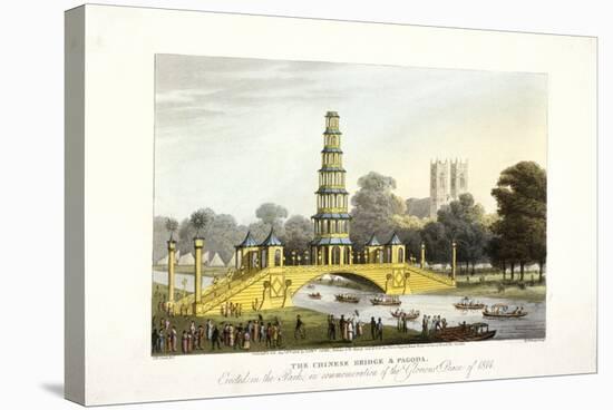 The Chinese Bridge and Pagoda, Erected in St James's Park, London, 1814-Matthew Dubourg-Stretched Canvas