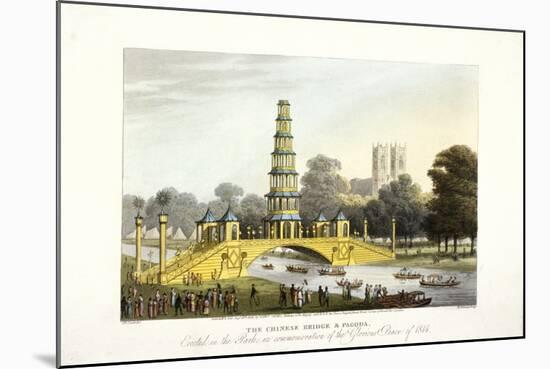 The Chinese Bridge and Pagoda, Erected in St James's Park, London, 1814-Matthew Dubourg-Mounted Giclee Print