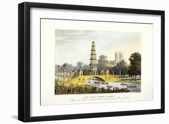 The Chinese Bridge and Pagoda, Erected in St James's Park, London, 1814-Matthew Dubourg-Framed Giclee Print