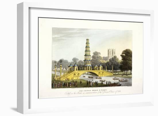 The Chinese Bridge and Pagoda, Erected in St James's Park, London, 1814-Matthew Dubourg-Framed Giclee Print