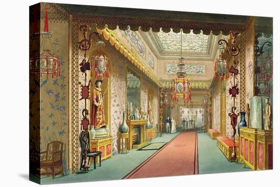 The Chinese Gallery, from Views of the Royal Pavilion, Brighton by John Nash-null-Stretched Canvas