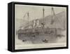The Chinese Ironclad Battle-Ship Chen-Yuen Undergoing Repairs at Port Arthur-William Heysham Overend-Framed Stretched Canvas