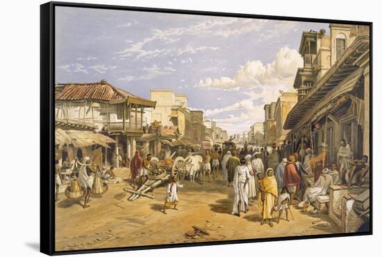 The Chitpore Road, from 'India Ancient and Modern', 1867 (Colour Litho)-William 'Crimea' Simpson-Framed Stretched Canvas