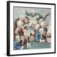 The Chorus or Rehearsal of the Oratorio of Judith, Illustration from 'Hogarth Restored: the Whole…-William Hogarth-Framed Giclee Print