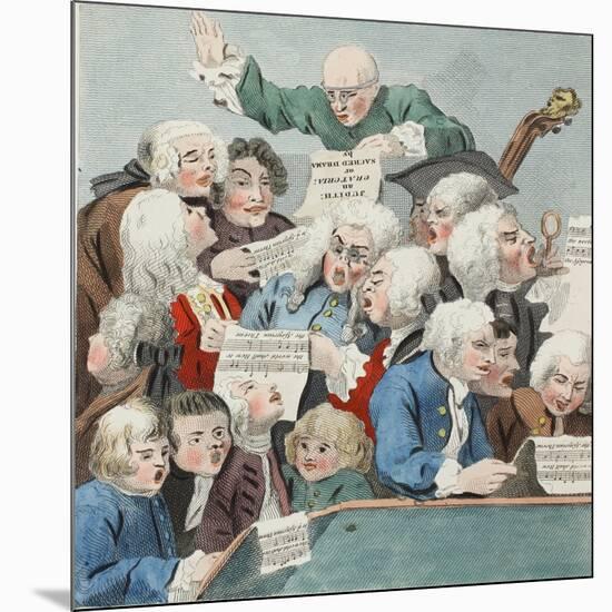 The Chorus or Rehearsal of the Oratorio of Judith, Illustration from 'Hogarth Restored: the Whole…-William Hogarth-Mounted Giclee Print