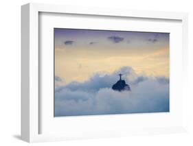 The Christ Statue (Cristo Redentor) on the summit of Corcovado mountain in a sea of clouds-Alex Robinson-Framed Photographic Print