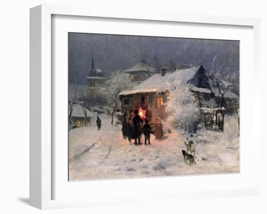 The Christmas Carol in the Ukraine-Nikolai Kornilovich Pimonenko-Framed Giclee Print