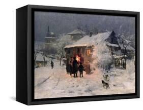 The Christmas Carol in the Ukraine-Nikolai Kornilovich Pimonenko-Framed Stretched Canvas