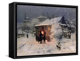 The Christmas Carol in the Ukraine-Nikolai Kornilovich Pimonenko-Framed Stretched Canvas