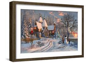 The Christmas Cottage (Variant 1)-Dominic Davison-Framed Art Print