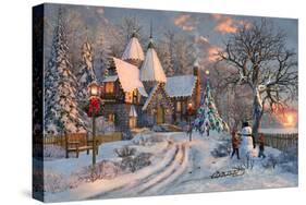 The Christmas Cottage (Variant 1)-Dominic Davison-Stretched Canvas