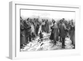 The Christmas Day Truce of 1914, Published 1915-English School-Framed Giclee Print