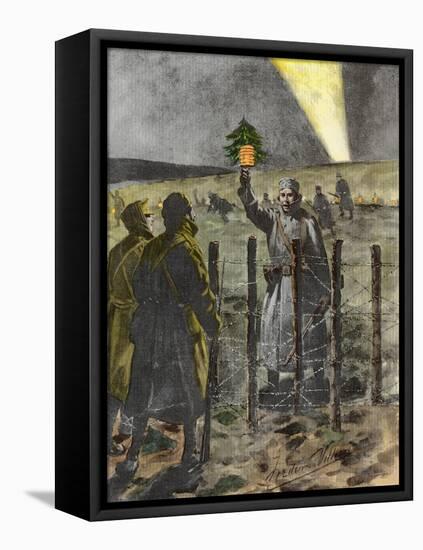 The Christmas Day Truce of 1914-Frederic Villiers-Framed Stretched Canvas