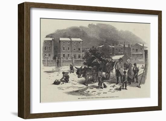 The Christmas Holly Cart-Myles Birket Foster-Framed Giclee Print
