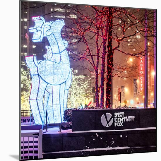 The Christmas Ornaments at 21st Century Fox across from the Radio City Music Hall by Night-Philippe Hugonnard-Mounted Photographic Print