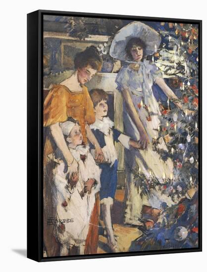 The Christmas Tree-Elizabeth Adela Stanhope Forbes-Framed Stretched Canvas