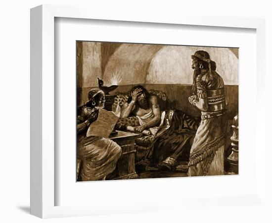 The Chronicles are read to Ahasuerus - Bible-James Jacques Joseph Tissot-Framed Giclee Print