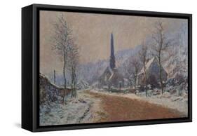 The Church at Jeufosse in Winter-Claude Monet-Framed Stretched Canvas