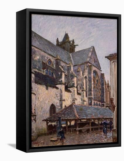 The Church at Moret in the Rain, 1894 (Oil on Canvas)-Alfred Sisley-Framed Stretched Canvas