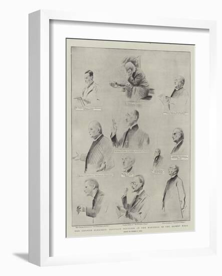 The Church Congress, Portrait Sketches at the Meetings in the Albert Hall-Sydney Prior Hall-Framed Giclee Print