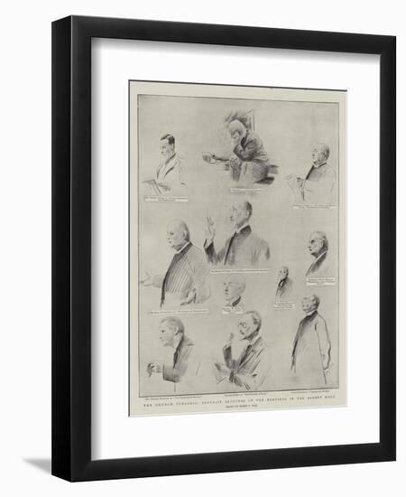 The Church Congress, Portrait Sketches at the Meetings in the Albert Hall-Sydney Prior Hall-Framed Premium Giclee Print