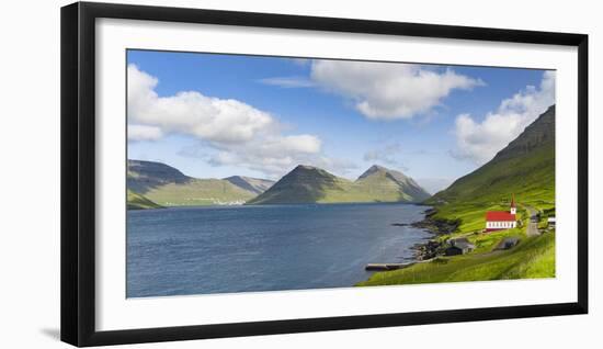 The church in village Husar on Kalsoy. Faroe Islands, Denmark-Martin Zwick-Framed Photographic Print