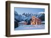 The Church of Falcade, with Focobon Peaks in the Background, in Wintertime, Dolomites, Belluno-ClickAlps-Framed Photographic Print