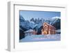 The Church of Falcade, with Focobon Peaks in the Background, in Wintertime, Dolomites, Belluno-ClickAlps-Framed Photographic Print