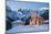 The Church of Falcade, with Focobon Peaks in the Background, in Wintertime, Dolomites, Belluno-ClickAlps-Mounted Photographic Print