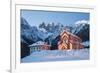 The Church of Falcade, with Focobon Peaks in the Background, in Wintertime, Dolomites, Belluno-ClickAlps-Framed Photographic Print