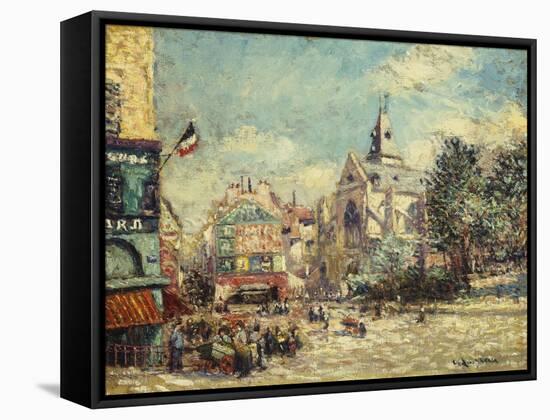 The Church of Saint Medard and the Mouffetard Road in Paris-Gustave Loiseau-Framed Stretched Canvas