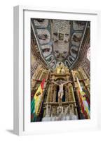 The Church of Santiago De Curahuara with Statue of Jesus on the Cross-Alex Saberi-Framed Photographic Print