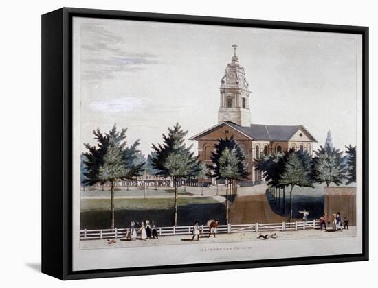 The Church of St John at Hackney, London, 1819-James Pollard-Framed Stretched Canvas