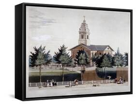 The Church of St John at Hackney, London, 1819-James Pollard-Framed Stretched Canvas