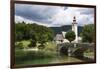 The church of St. John the Baptist and the stone bridge on Lake Bohinj, Slovenia, Europe-Sergio Pitamitz-Framed Photographic Print