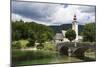 The church of St. John the Baptist and the stone bridge on Lake Bohinj, Slovenia, Europe-Sergio Pitamitz-Mounted Photographic Print